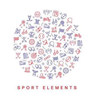 SPORTS ELEMENTS RELATED PATTERN DESIGN. MODERN LINE STYLE DESIGN